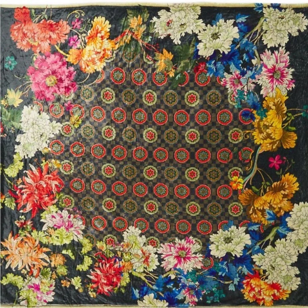 Johnny Was Laurel canyon cozy blanket plush soft Floral Velvet Reversible Throw